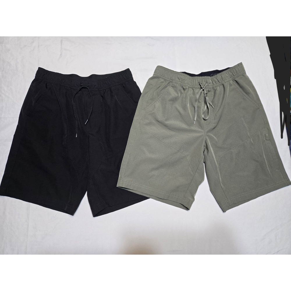 Lot Of 2 Gerry 9" Athletic Casual Shorts Mens Small Zip Pockets Black Olive